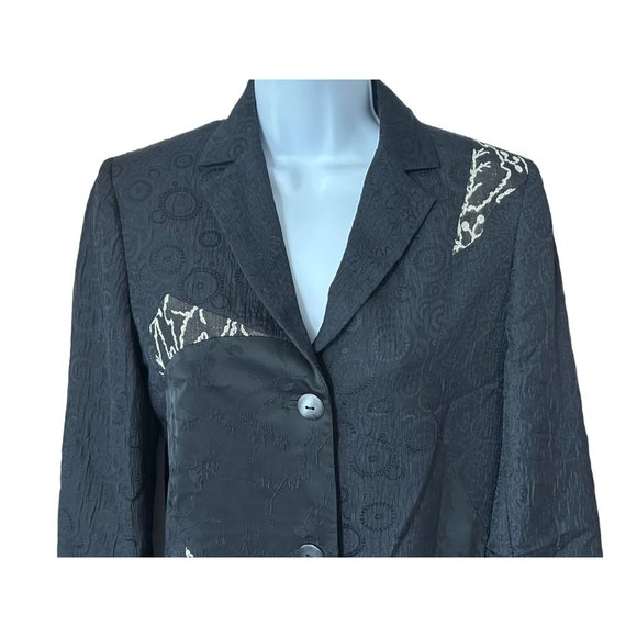 Canvasbacks Black Mixed Print Textured Blazer Jacket - Picture 3 of 9